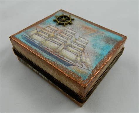 Altered Jewelry Box Treasure Box Nautical Box Ship By Mabelsparlor
