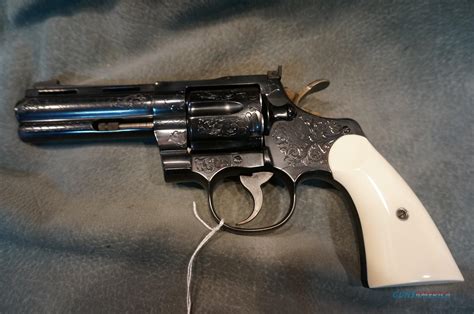 Colt Python 357mag 4 Engraved With Ivory Grips For Sale