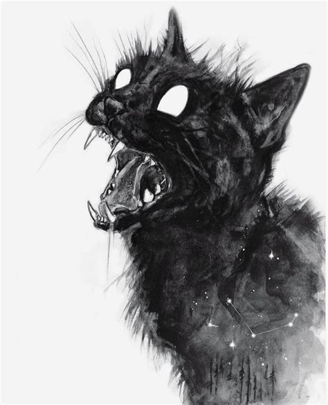 Bserway Creepy Cat Horror Art Scary Art