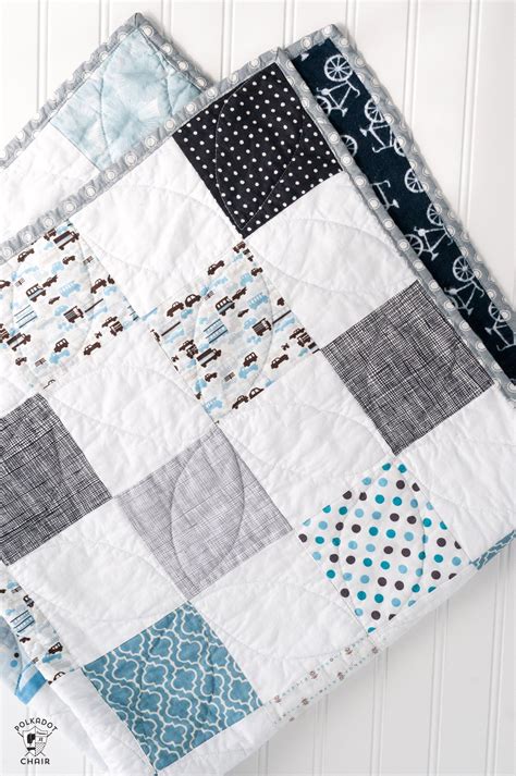 Simple Patchwork Color Blocked Baby Quilt Tutorial Polka Dot Chair