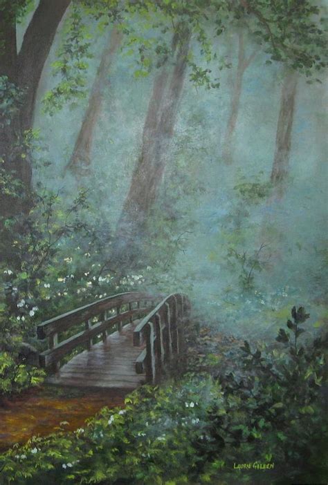 Bridge Along The Blue Ridge Mist Painting By Laurie Golden Fine Art