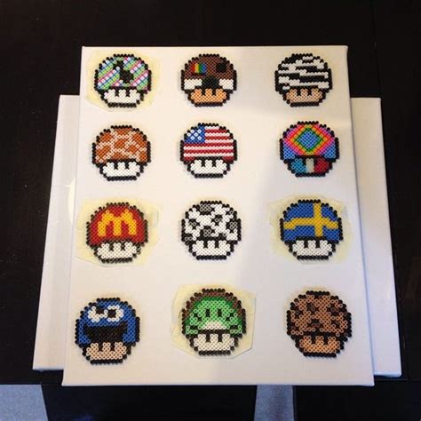 Mario Mushrooms Perler Beads By Tindrassons Try To Do Pinterest