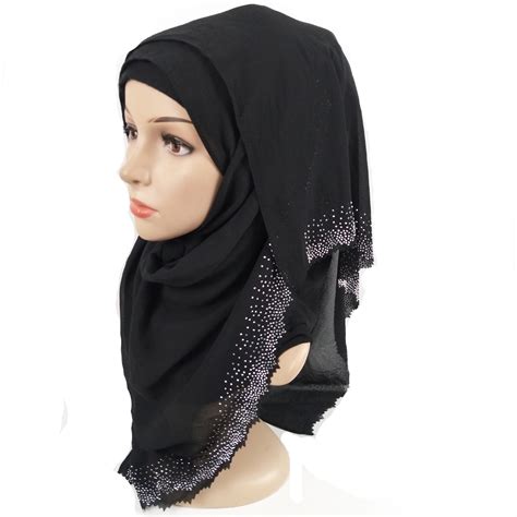 2020 Chiffon Diamond Muslim Hijab Scarf Islamic Hijab Rhinestones Long