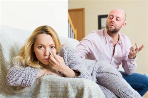Man Consoling The Depressed Woman Stock Image Image Of Frustration