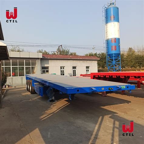 3 Axle 40 Feet Flatbed Container Semi Truck Trailer China Semi