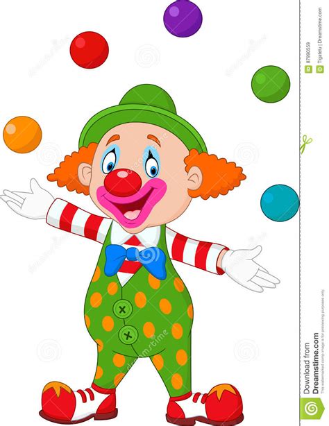 Happy Clown Juggling With Colorful Balls Stock Vector Illustration Of