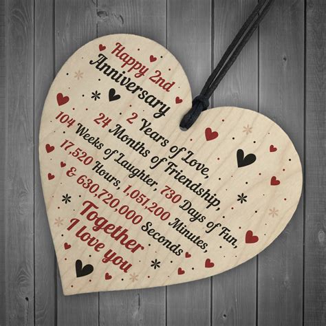 15 year wedding anniversary gift for him. 2nd Wedding Anniversary Gift For Him Her Wood Heart Keepsake
