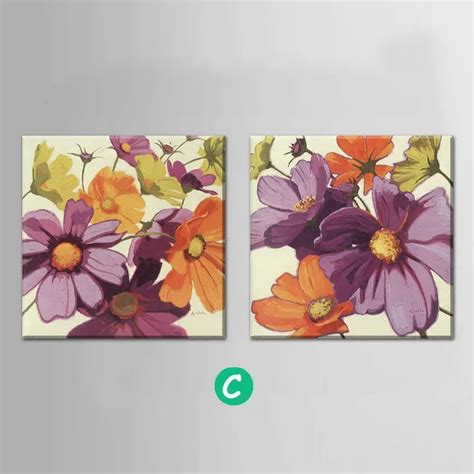 2 Panel Modern Flower Abstract Print Frameless Canvas Art Oil Painting