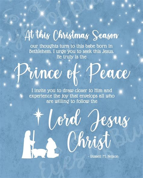 Prince Of Peace Christmas Printable Russell M Nelson Etsy Lds Christmas Lds Christmas
