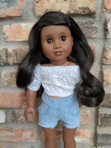 Nanea Wig Dark Brown Wavy Hair American Girl Doll Ooak Custom Perfect 4