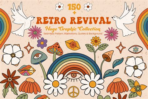 Retro Revival 70s Graphic Collection Graphic Patterns Creative Market