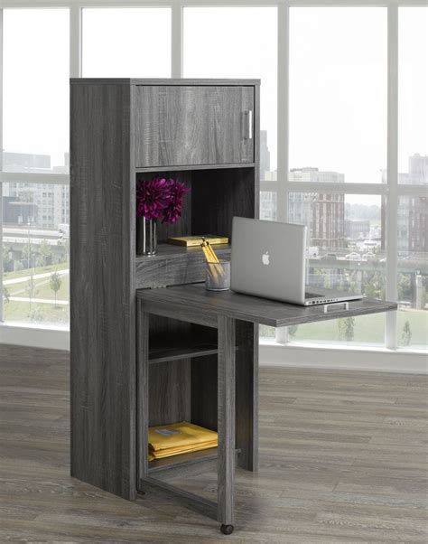 Multi Tier Bookcase With Fold Down Desk Grey Walmart Canada Fold