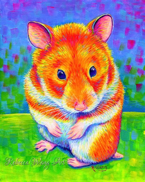 Colorful Pet Portrait Tumbleweed The Hamster Rebecca Wang Art In