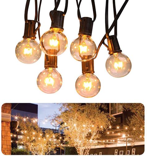 25ft G40 Globe Clear Bulbs Outdoor String Lights Patio Yard Lighting