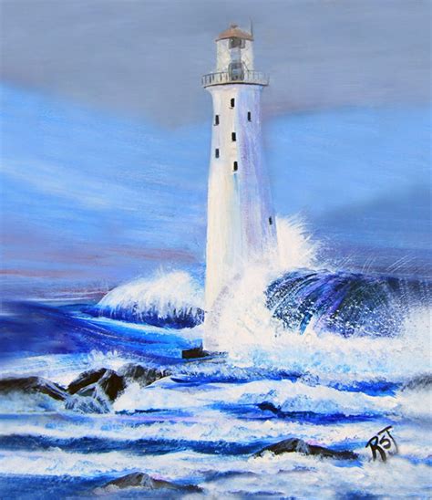 Great Isaac Light In Heavy Seas Coastal Wall Art Lighthouse Etsy