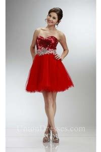 Ball Sweetheart Short Red Sequin Tulle Cocktail Prom Dress