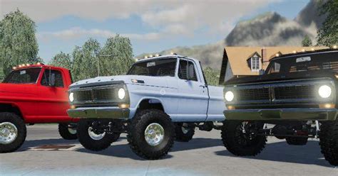 Fs19 1970 Ford F250 With Colision On Flatbed V11 Fs 19 And 22 Usa Mods