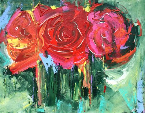 Elizabeth Chapman Art Three Roses Modern Art Contemporary
