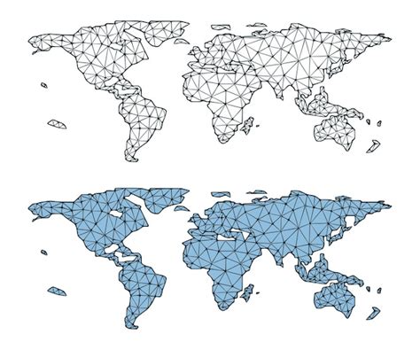 Premium Vector Polygonal Map Digital Globe Map Blue Polygons Earth