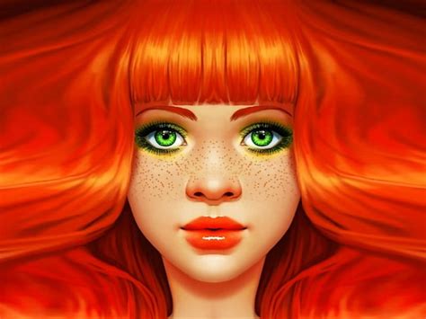 Redhead Green Eyes Art