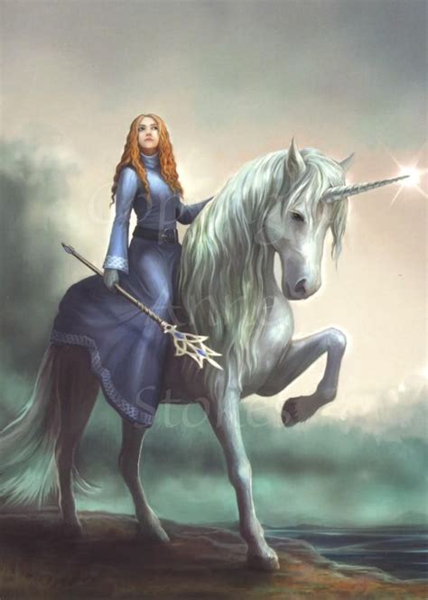Unicorn Greeting Card By Artist Anne Stokes The Interior Of The Card