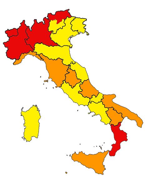 Scompare il giallo dalla mappa a colori dell'italia dell'emergenza: Nuove zone arancioni: Abruzzo, Liguria, Basilicata, Umbria ...