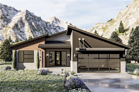 Plan 62815dj Modern Ranch Home Plan With Dynamic Roofline Modern