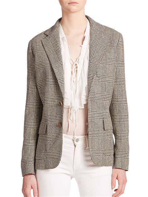 Polo Ralph Lauren Silk Glen Plaid Jacket In Brown Lyst