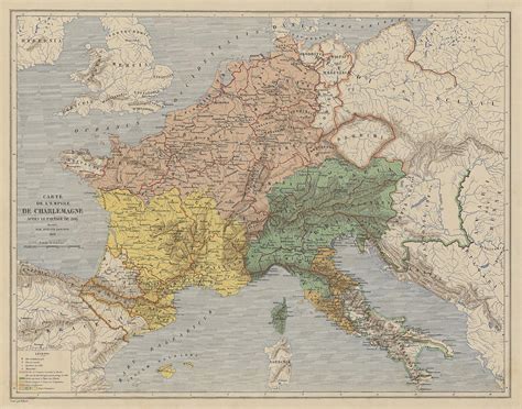 Vintage Carolingian Empire Map 1876 Drawing By Adam Shaw