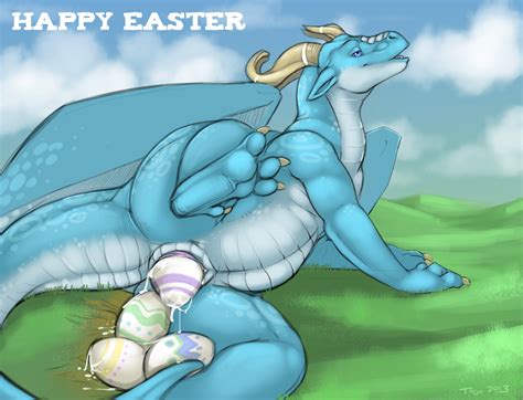 Rule 34 Anthro Blue Eyes Blue Skin Claws Dragon Easter Easter Egg Egg