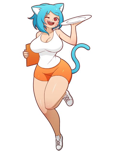 Rule 34 Blue Hair Catgirl Cleavage Female Female Only Hooters Hooters