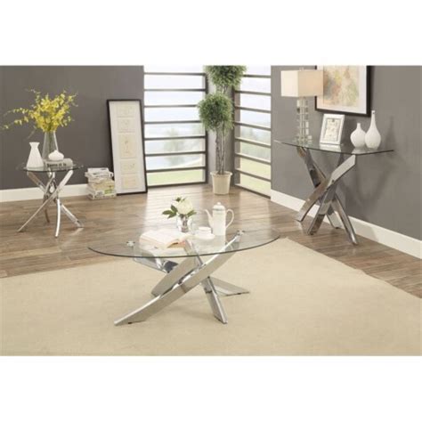 Furniture Of America Cheatham Contemporary Glass Top End Table In