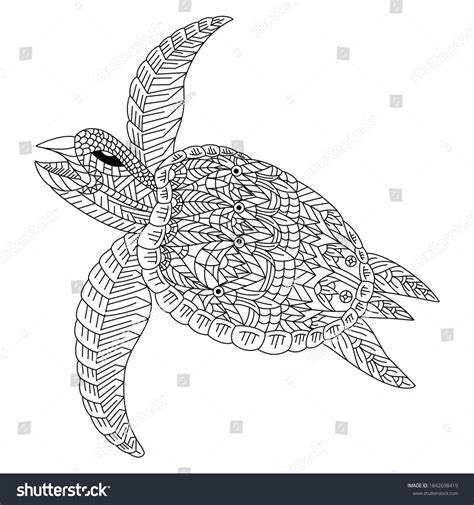 Hand Drawn Turtle Zentangle Style Stock Vector Royalty Free 1842698419