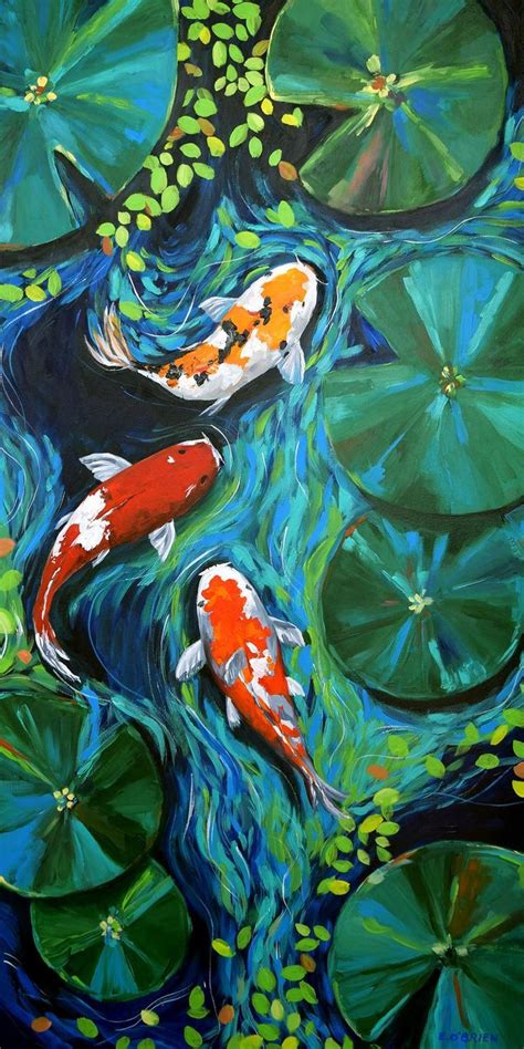 Koi Pond Wall Art Print Abstract Painting Print In 2021 Koi Art