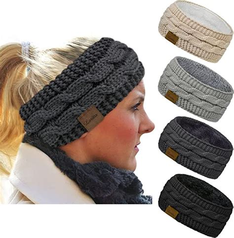 Loritta 4 Pack Womens Winter Headbands Fuzzy Fleece Lined Ear Warmer