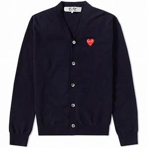Comme Des Garcons Play Cardigan Navy Red End Europe