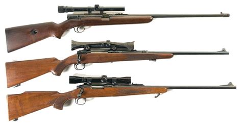 Three Scoped Rifles A Winchester Model 74 Semi Automatic Rifle With