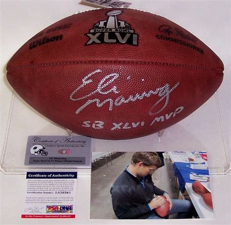 Eli Manning Autographed Hand Signed Super Bowl Xlvi Official Nfl