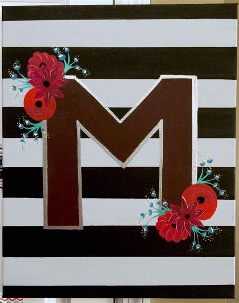 Personalized Letter Painting With Striped By Artfromtheashessc