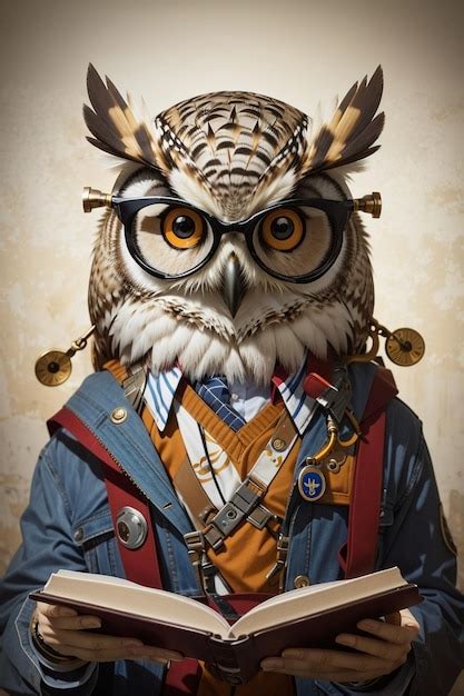 Premium Ai Image An Owl Wearing Glasses With A Book In His Hands