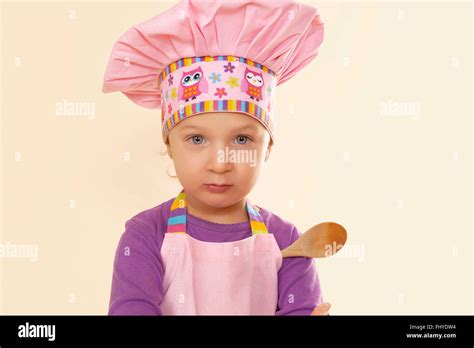 Cute Little Baby Girl Chef Stock Photo Alamy