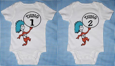 Thing 1 & thing 2 bring a new meaning into the phrase double trouble. Thing_1___2_twins_onesie_original | Twins baby shower ...