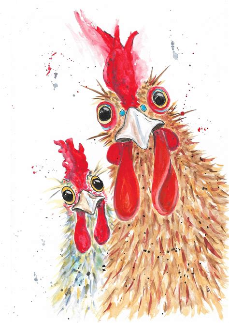 Original Chicken Watercolor Chicken Art Rooster Art Etsy In 2021