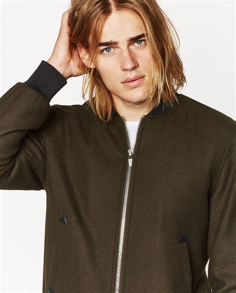Cloth Bomber Jacket Zara Ton Heukels Male Model Long Hair Styles