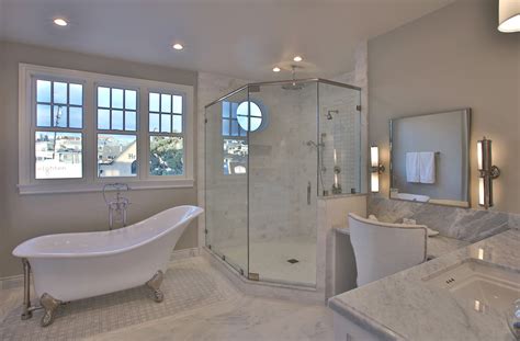 Modern Luxury Master Bath With Clawfoot Tub And Marble