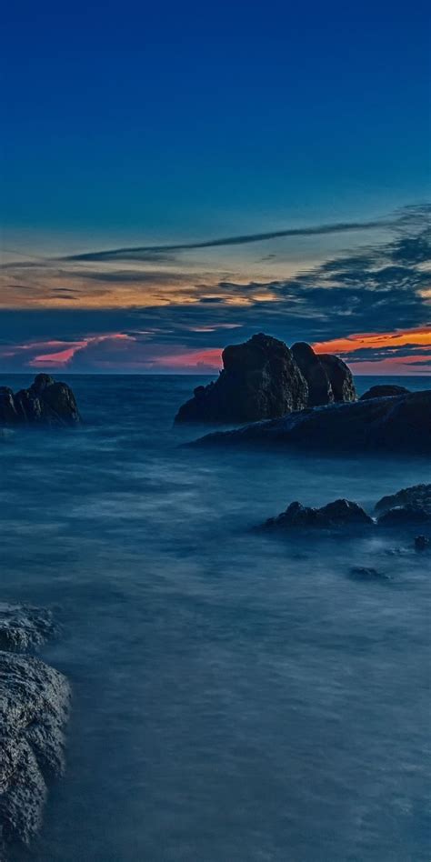 Vietnam Coast Sunset Rocks Nature 1080x2160 Wallpaper Фото