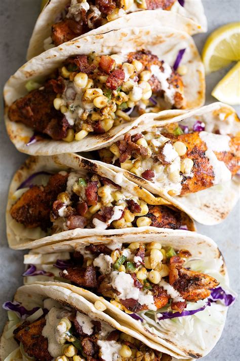 Corn and tomato salad with feta and lime · 2. Southern Blackened Catfish Tacos with Fried Corn & Old Bay ...