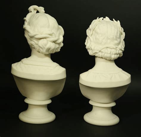 Pair Of 19th Century Parian Porcelain Classical Busts Of War And Peace