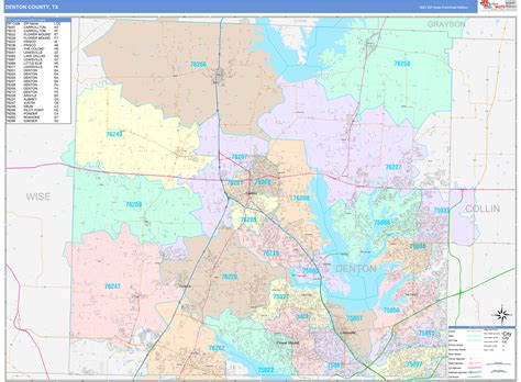 Denton County Tx Wall Map Color Cast Style By Marketmaps Mapsales