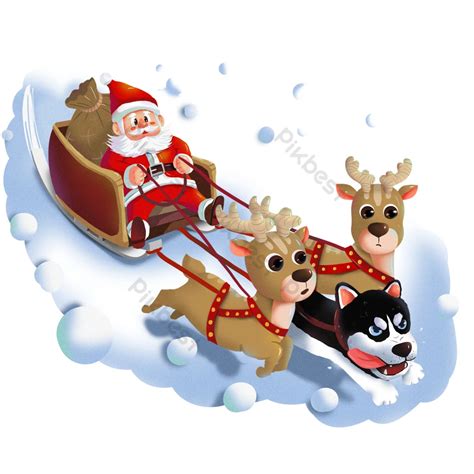 Christmas Deer Husky Pulling A Sleigh Png Images Psd Free Download